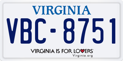 VA license plate VBC8751