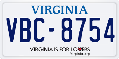 VA license plate VBC8754