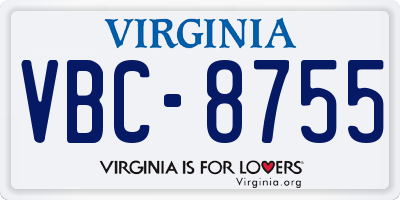 VA license plate VBC8755