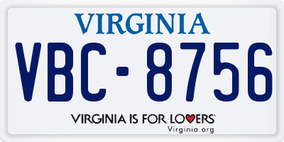 VA license plate VBC8756