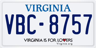 VA license plate VBC8757