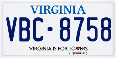 VA license plate VBC8758