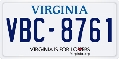 VA license plate VBC8761