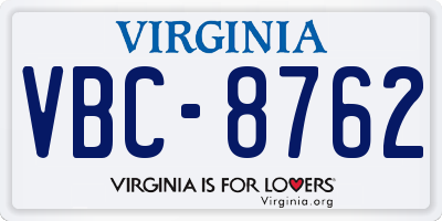 VA license plate VBC8762