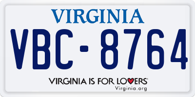 VA license plate VBC8764