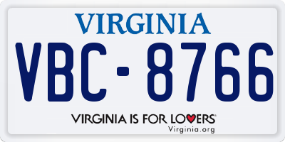 VA license plate VBC8766
