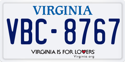 VA license plate VBC8767