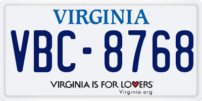 VA license plate VBC8768
