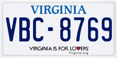 VA license plate VBC8769