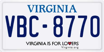 VA license plate VBC8770