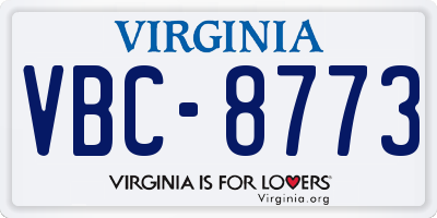 VA license plate VBC8773