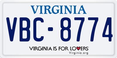 VA license plate VBC8774