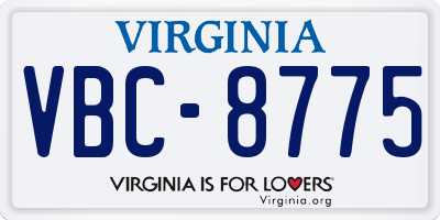 VA license plate VBC8775