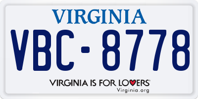VA license plate VBC8778
