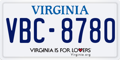 VA license plate VBC8780