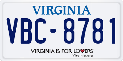 VA license plate VBC8781