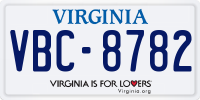 VA license plate VBC8782