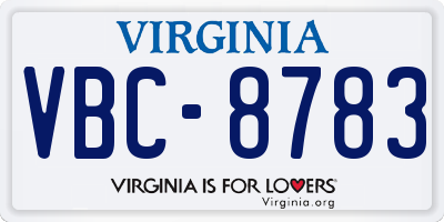 VA license plate VBC8783