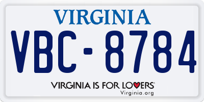 VA license plate VBC8784