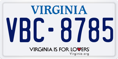VA license plate VBC8785
