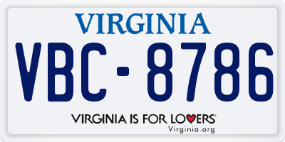 VA license plate VBC8786
