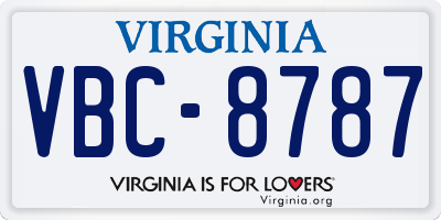 VA license plate VBC8787