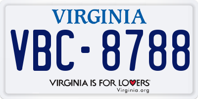 VA license plate VBC8788