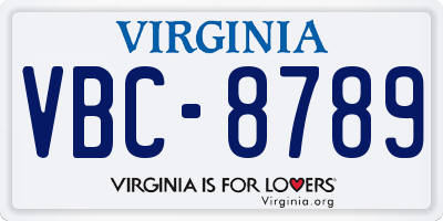 VA license plate VBC8789
