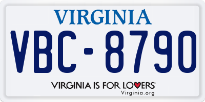 VA license plate VBC8790