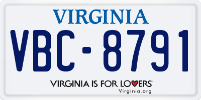 VA license plate VBC8791