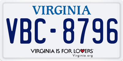 VA license plate VBC8796