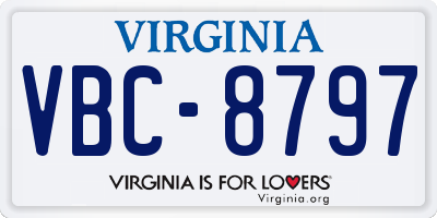 VA license plate VBC8797