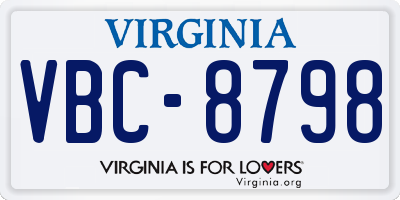VA license plate VBC8798