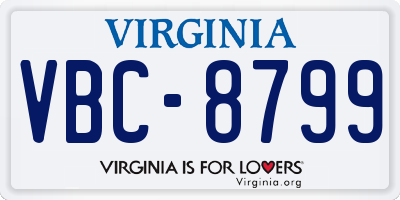 VA license plate VBC8799
