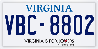 VA license plate VBC8802
