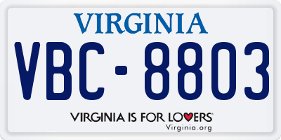 VA license plate VBC8803