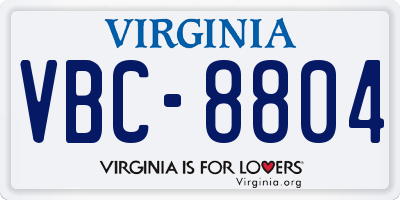 VA license plate VBC8804