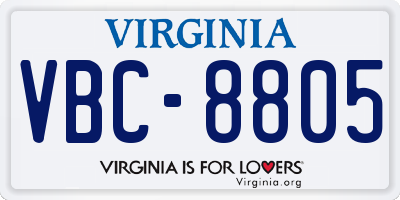 VA license plate VBC8805
