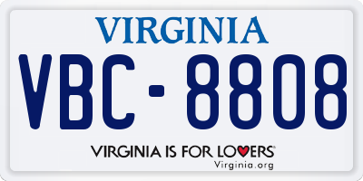 VA license plate VBC8808