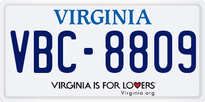 VA license plate VBC8809