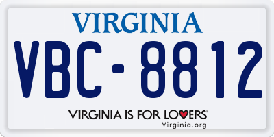 VA license plate VBC8812