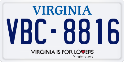 VA license plate VBC8816