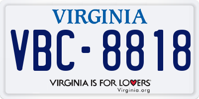 VA license plate VBC8818