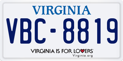 VA license plate VBC8819