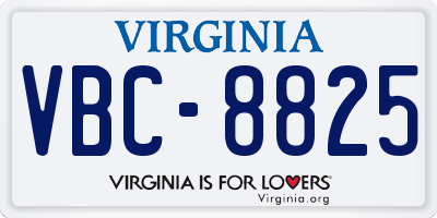 VA license plate VBC8825