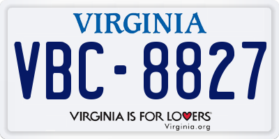 VA license plate VBC8827