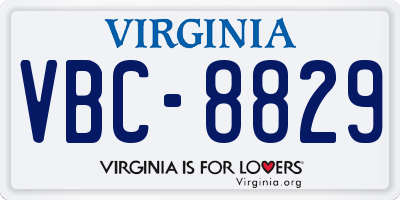 VA license plate VBC8829