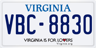 VA license plate VBC8830