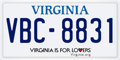 VA license plate VBC8831