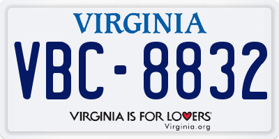 VA license plate VBC8832